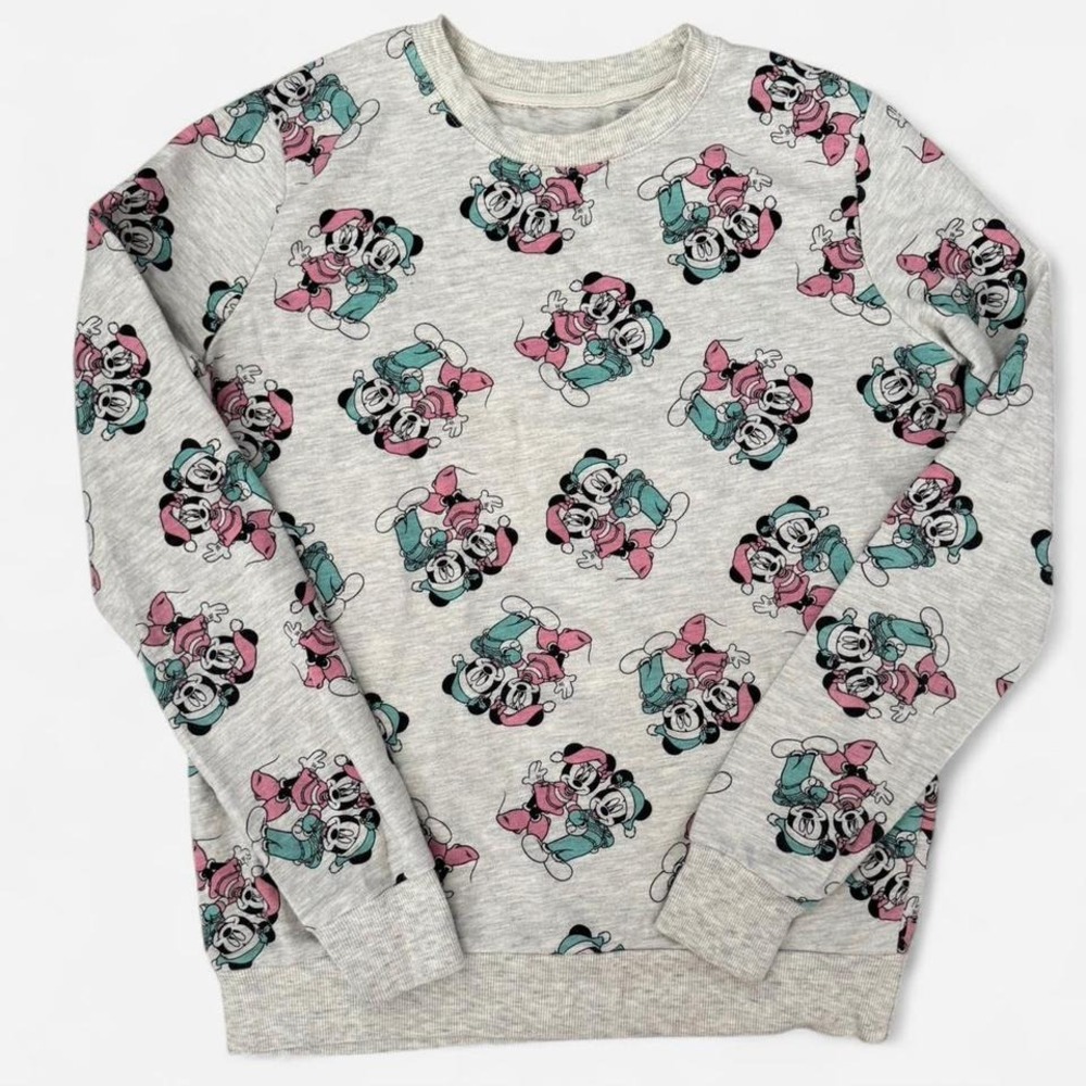 Disney mickey mouse and minnie mouse grey crewneck sweatshirt